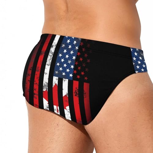 U.S. Canadian Flag Novelty Men's Swimming Brief Swimwear Pants Trunks Beach Shorts Underwear3