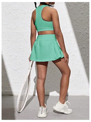 Image of SOLY HUX Toddler Girl's 2 Piece Workout Outfits Lightweight Crop Tank Tops and Skort Athletic Set