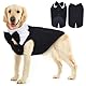 Katzinst Hund Smoking Anzug & Hundefliege, Verstellbare elastische Hundekrawatte, Hundemantel mit Knopfleiste für Mittlere und Große Hunde, Hundejacke für Partys, Hochzeiten, Dinnerpartys,XL