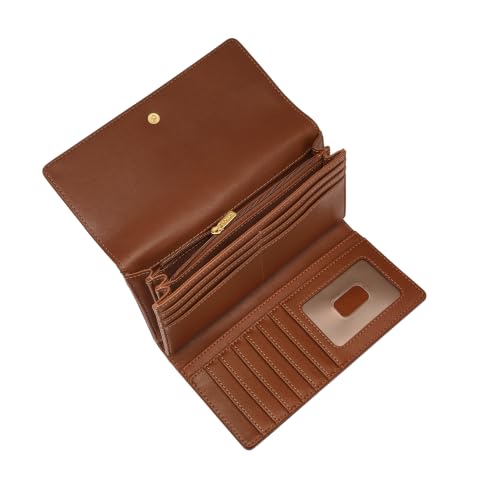 Image of Fossil Women's Logan Leather Wallet RFID Blocking Flap Clutch Organizer