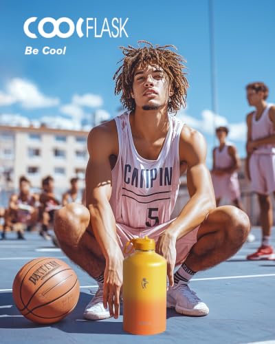 Image of Coolflask 128 oz Gallon Water Bottle Insulated with Straw & 3 Leakproof Lid