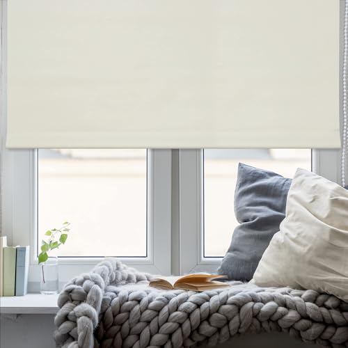 Victoria M. Klemmfix Verdunkelungsrollo ohne Bohren Rollo Seitenzugrollo Verdunkelung für Fenster und Türen, 85 x 150 cm, Schwarz