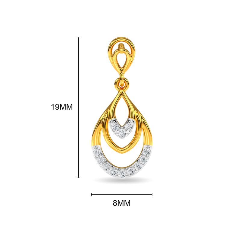 Image of KISNA JEWELS 14KT|18KT BIS Hallmark Pure Gold and Diamond Danglers Earrings For Women with Screw Back clouser