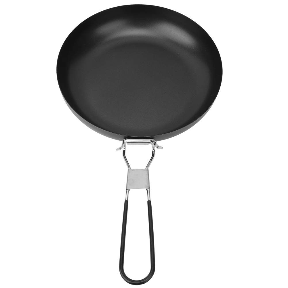 Sartén Plegable para Acampar, Recubrimiento Antiadherente, Hierro, Goma, Utensilios de Cocina para Exterior