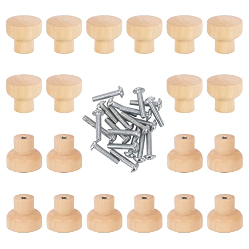 FINDIR 20pcs Pomos y Tiradores de Muebles Pomos de Madera Pomos de Armario Redondas 22mm Pomos para Puertas Cajón Gabinete de Cocina Baño