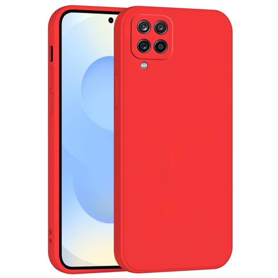Mixroom - Cover Custodia Case per Samsung Galaxy A12 4G / 5G / M12 Protezione Fotocamera in Silicone TPU Morbido Opaco Bordi Piatti Colore Rosso
