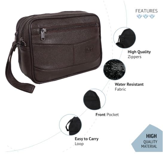 Image of kbi Mens Cash Bag Pouch Money Carrying Handling Luggage Multipurpose Travel Pouch vegan Leathe