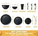 Teivio 80-Piece With Flatware Kitchen Plastic Wheat Straw Dinnerware Set for 8, Dinner/Dessert/Appetizer Plates, Cereal Fruit Bowls, Pasta Bowls, Cups, Unbreakable Dishwasher Safe Outdoor Dish, Black
