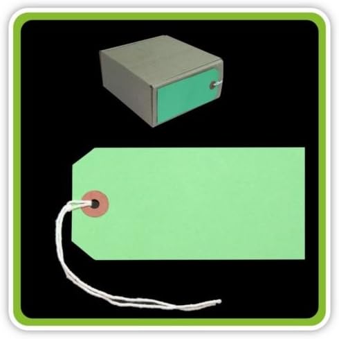 250 Green Strung Tags 120 x 60 mm String Tie on Parcel Label Ticket 120mm x 60mm