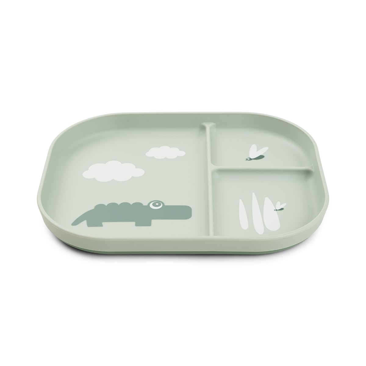 Done by Deer Foodie Kinderbord met tussenschotten - kinder- en babybord antislip - BPA-vrij - kunststof borden van 100% voedselveilig PP met antislip bodem - 22 x 18 x 2 cm