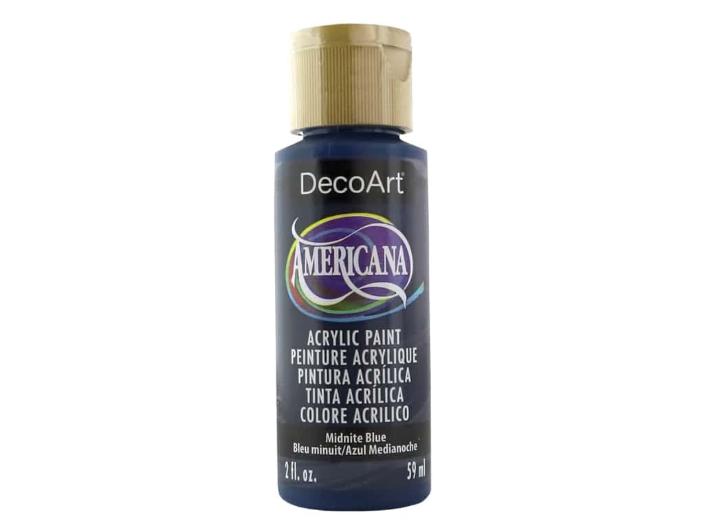 Decoart Blue Americana Acrylic Paint 2Oz-Midnight - Semi-Opaque