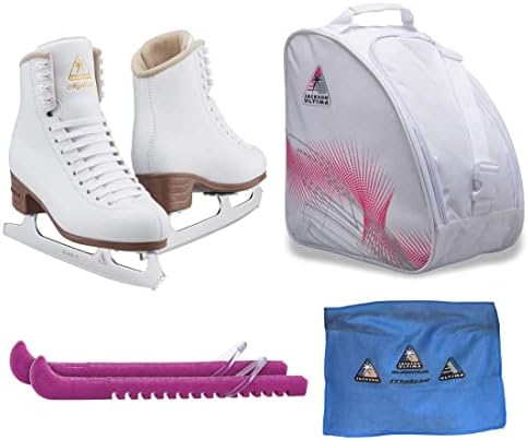 Jackson Ultima Figure Ice Skates Mystique JS1490 / Medium to Wide/Adult 7.5 Bundle with Bag, Guardog Skate Guards, Towel