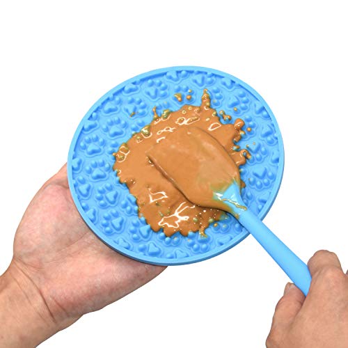 Bangp Hund Lecken Pad, Schleppend Füttern Matte Bad Ausbildung Ablenkung Matte, Behandeln Pads zum Haustier, Pflege Pad Mit Super Stark Saugen(Blue-Pfote)