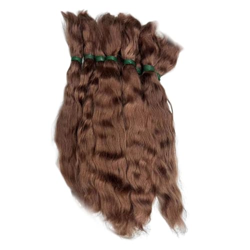 Doll Hair 8 Inch Curly Doll Hair Natural Realistic Wig DIY-Friendly Mohair Craft for Making, Figurine, Art Craft, Brown.
