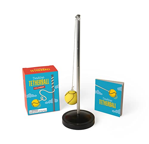 A fully playable miniature desktop tetherball set — genuinely interactive and nostalgic in a tiny, absurd package.