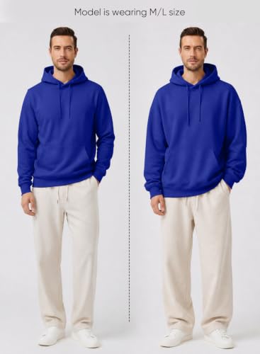 Image of JMIERR Mens Fleece Lined Hoodie Pullover Drawstring Pocket Winter Warm | Cozy fleece-lined pullover, adjustable drawstring hood, kangaroo pocket, regular fit, machine wash