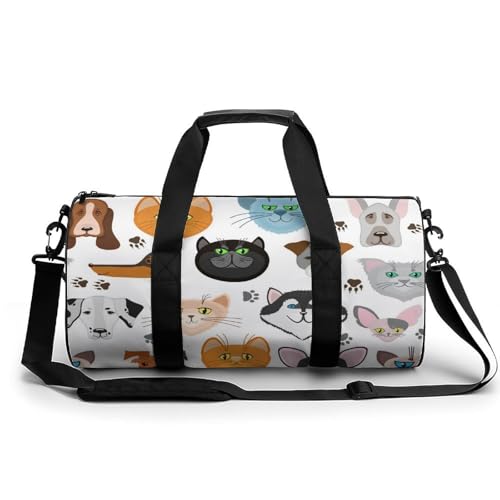 Sac weekend duffel bag chat chien dessin animé sport voyage 45x23cm