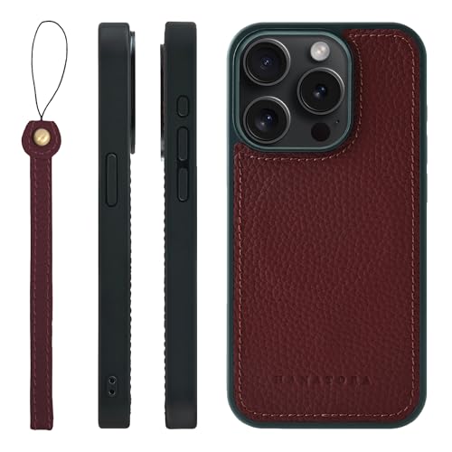 HANATORA for iPhone 15Pro �P�[�X ���͉��P MagSafe �Ή� �{�v �ϏՌ� �o���p�[�^ �X�}�z�P�[�X �X�}�z �X�g���b�v �t�� �V�������N���U�[ �M�t�g �}�O�Z�[�t�Ή� ���C�� UMSGZ-15Pro-Wine