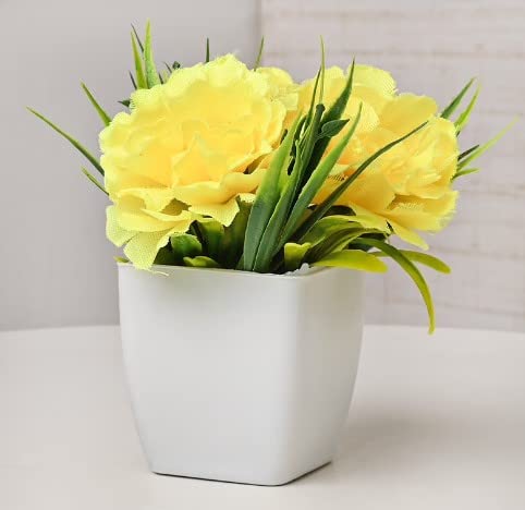Image of Artificial Flower with Pots for Home Decoration Combo of 2PCs Artificial Forest Bonsai Plant with Plastic Pot for Office Items Desk Greenery Room Decor Plants Random Color Flower (Flower Pot)