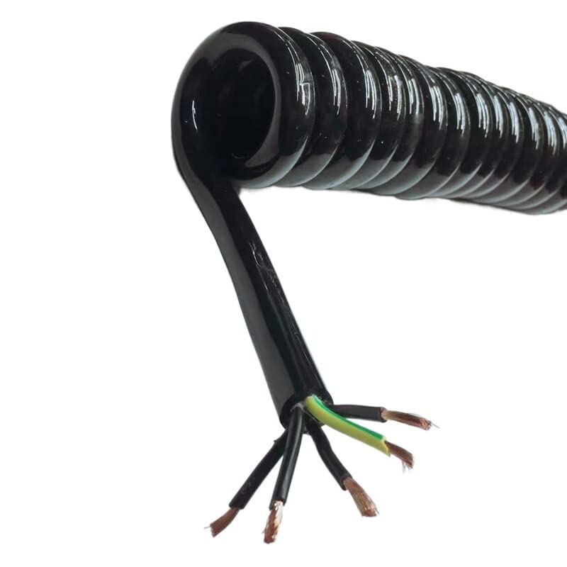 1 cable de resorte de PU de 5 núcleos 13 AWG/2,5 mm elástico 1/2/3/4/5/6/7/8/9/10/11/12/13/14/15 metros de alambre telescópico en espiral (tamaño: 4 metros elásticos) , Color: 5 núcleos 13 AWG) ( Colo