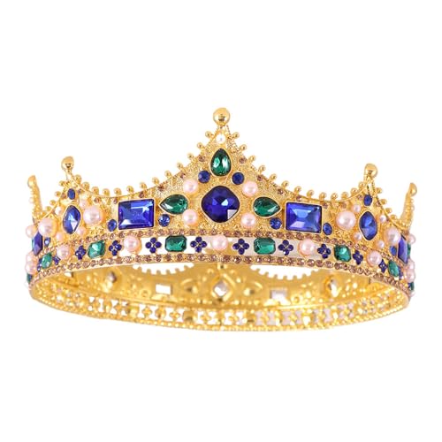 Consejos para Comprar El rey del vidrio del mes. 46 Tiara de boda de vidrio de rey con diamantes de imitación clásico para hombres, accesorios para el cabello de cumpleaños, graduación, desfile, Mediano, aleación, diamantes de...