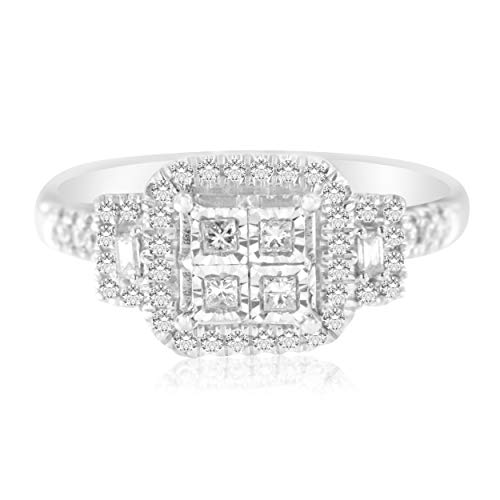 Original Classics 10K White Gold Mixed-Cut Diamond Fashion Ring (0.50 Cttw, H-I Color, SI1-SI2 Clarity) - Size 6-3/4