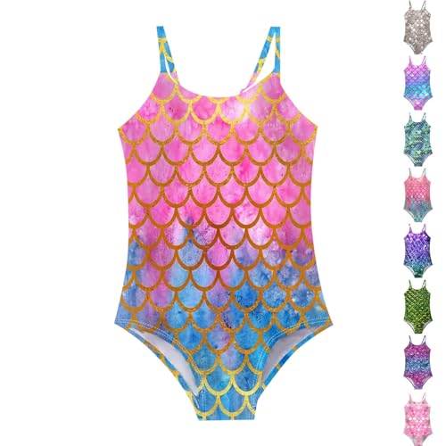 Girls Sparkle Swimsuits Quick Dry Adjustable Straps Bathing Suit Toddler UPF 50+ Fish Scale Beach Swimming Surfing Swimwear3