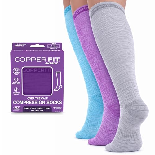 Copper Fit womens Knee High Compression Socks, Assorted Colors, Small-Medium US