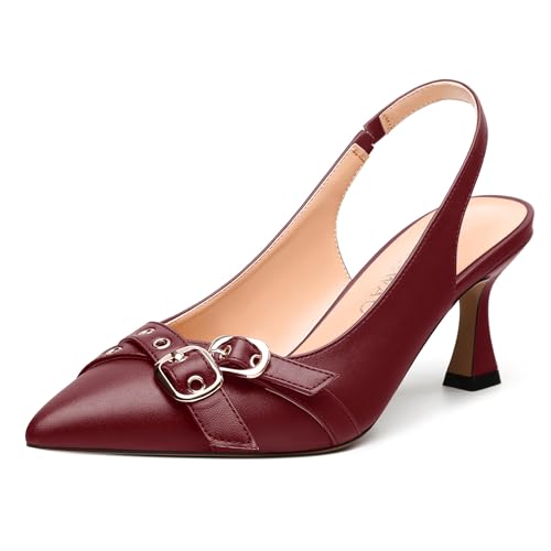 Women's Pumps, Pointed Toe Stiletto Heel Slingback Pumps, Elastic Strap Fashion Solid Matte Pumps for Women