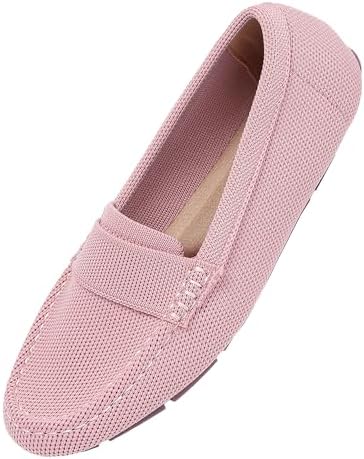CRRFUR Loafer Shoes for Women Comfortable Casual Women's Loafer Shoes Flat Shoes-Light Pink-8.5