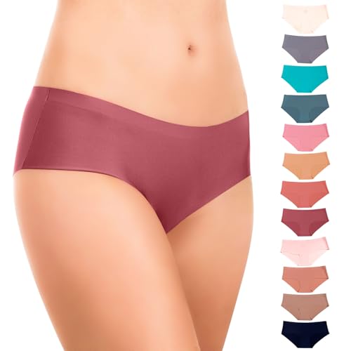 Alyce Ives Intimates Seamless Bikini Underwear for Women, 12 Pack No Show Panties, Laser Cut, Invisible under Yoga Pants