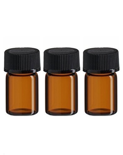 3 ml Amber Glass Essential Oil Bottle with Orifice Reducer and cap (25pcs)