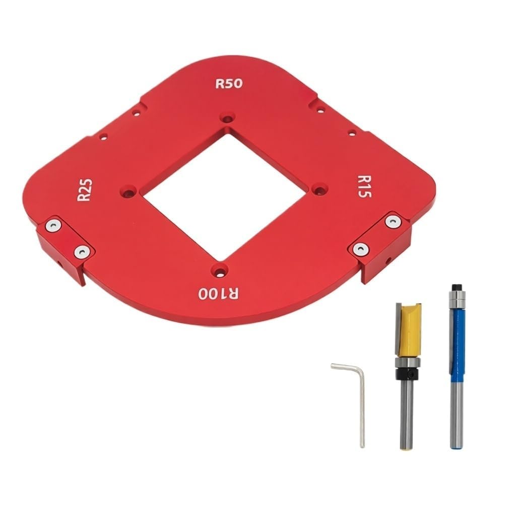 VIDOO Plantilla Radio Esquina Redonda 4 en 1 R15–R50 Aleación Aluminio Corte Arco-L + Fresa