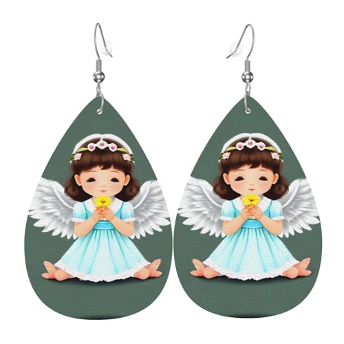 JKDGOJ Bonitos aretes con colgante de gota de agua y aretes de cuero, adecuados como regalo de cumpleaños para mujeres