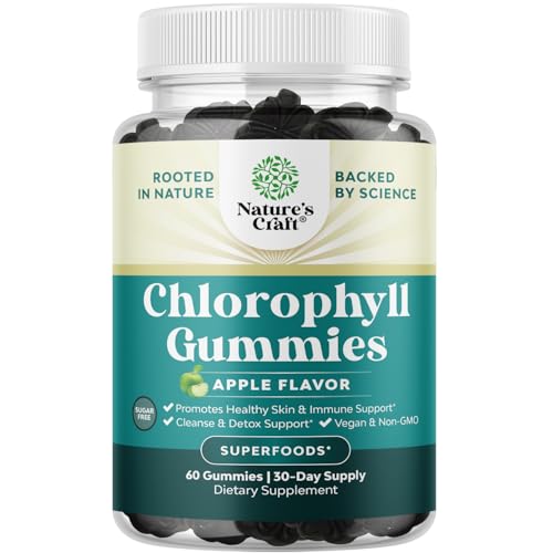 Chlorophyll Gummies for Cleanse & Detox Support - Potent Internal Deodorizer Chloropyll Supplements for Body Odor Healthy Skin Immunity & Digestive Support - Vegan Non-GMO & Gluten Free - 30 Days