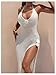 WDIRARA Women's 3D Floral Crochet Cover Up Hollow Out Halter Beach Dress High Slit Backless Swimwear Coverups White Medium
