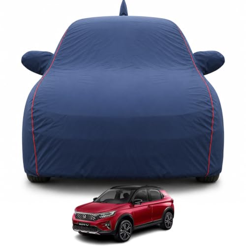 Image of Premium Car Cover for Honda's WRV 2017-2021 Models | Waterproof, UV & Dust Protection | Mirror & Antenna Pocket | Triple Stitched, Soft Inner Lining, Belt & Buckle (Navy Blue)