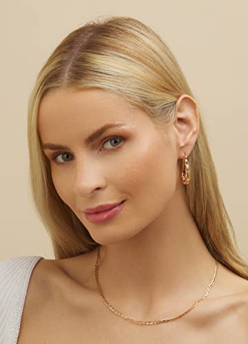 Barzel 18K Gold Plated Filigree Hoop Earrings For Women thumb #2