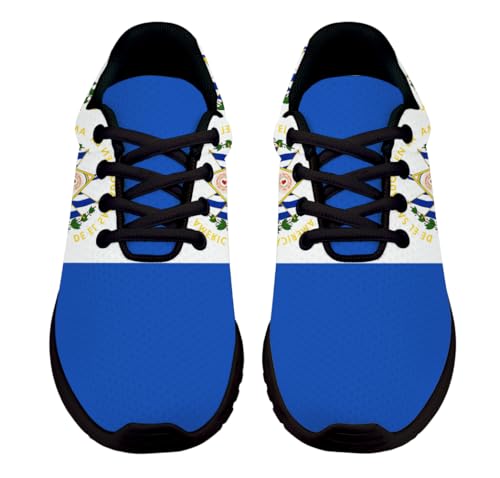 Sonzj-II El Salvador Flag Shoes for Women Men Trail Running Fashion Sneakers Breathable Mesh Tennis Athletic Shoes White2