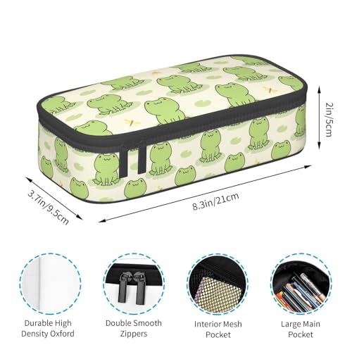 Image of Cute Frog Animal Pencil Case Big Capacity Storage Pencil Pouch Stationery Bags With Zipper Portable Pen Holder Box Organizer For Boys Student College School Office Supplies