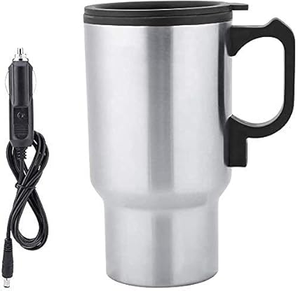 GION Stainless Steel Travel Coffee Mug and Tea Maker Kettle Pot Steel Thermos for All Cars // 12V Car Heating Cup (450 Ml) (1Pcs)