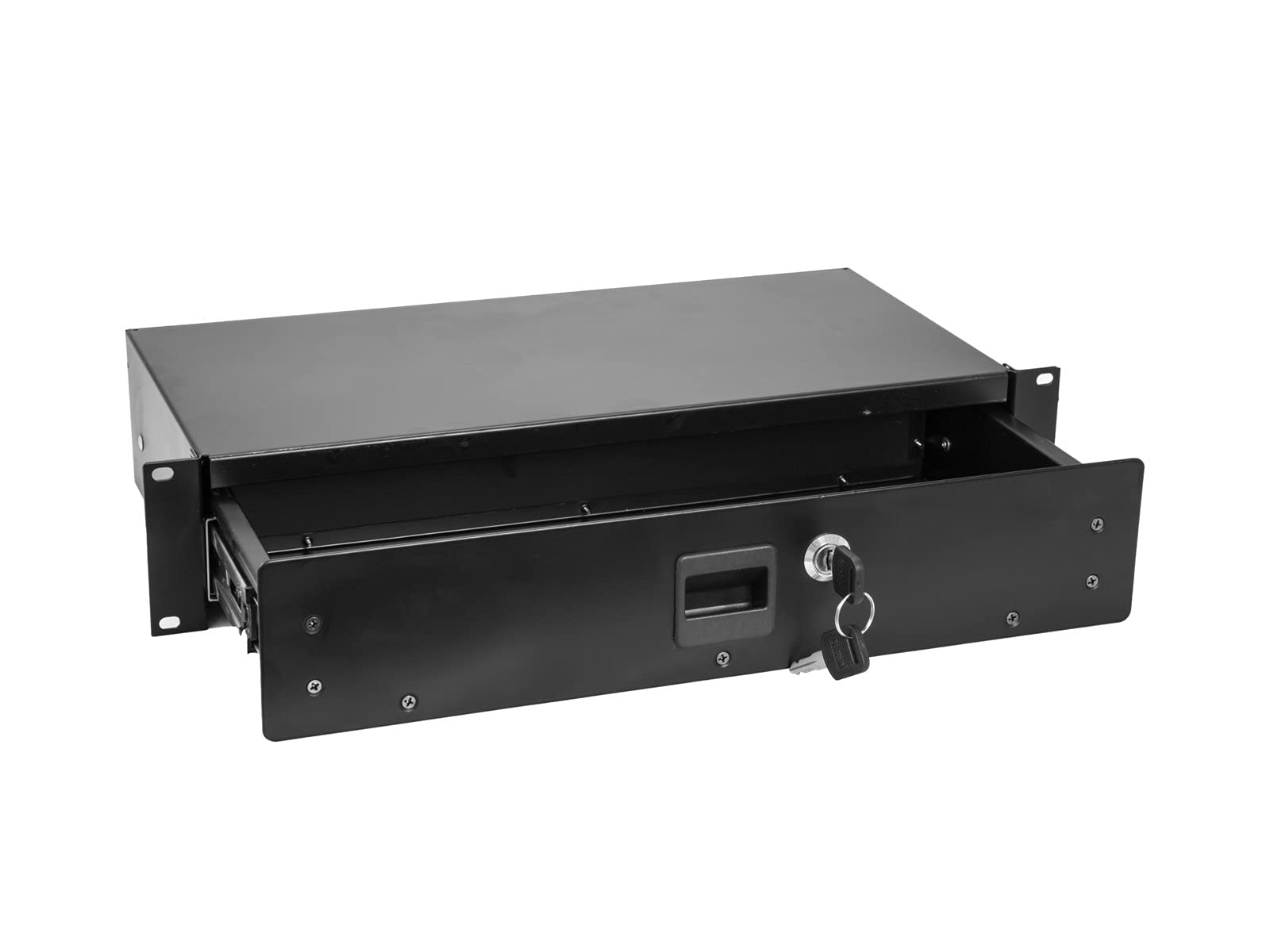 OMNITRONIC Rackschublade SN-2 Rackschublade mit Schloss 2HE | Abschließbare Schublade für 19" Racks