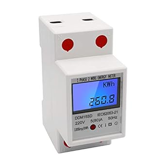 Single Phase DIN-Rail Energy Meter 5-80A 220V 50Hz Elec ic KWh Meter with LCD Backlight Digital Display DDM15SD-KUAW