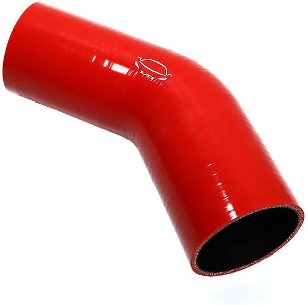 Mangueira de silicone reforçada 4 lonas cotovelo redutor 45° 63–76 mm TenKeAuto – Vermelha, 1 unidade