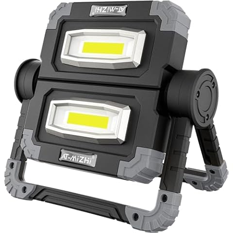 AT-Mizhi Rechargeable Work Light Battery Powered - 360° Rotating Portable LED Work Light with 5000mAh Power Bank, USB Charging, 2000Lms 2 COB and Waterproof Flood Light for Car Repairing and Camping. Cover