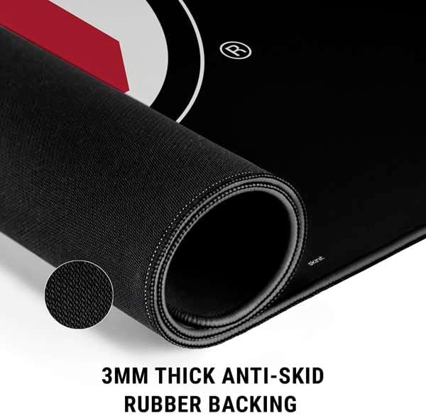 Skinit Small Gaming Mouse Pad - Officially Licensed Utah Circle and Feather on Black Design with Stitched Edges, Waterproof, Non-Slip Rubber Base, Desk Mat for Keyboard & Mouse, 12.6" x 11" inches