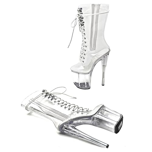 WUXIN H&P Women's Clear Platform Exotic Pole Dance Ankle Short Boots Custom Open Toe Sexy Stiletto 8 Inch High Heel3