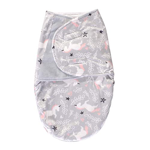 Image of Hudson Baby Unisex Baby Plush Swaddle Wrap, Gray Unicorn, 0-3 Months