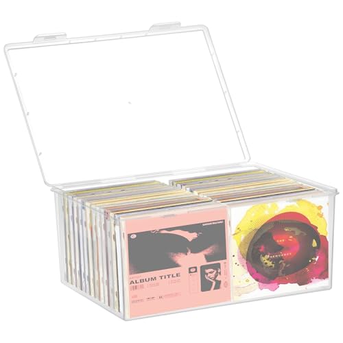 La mejor comparación de Armarios para películas y CDs los más solicitados. 45 Organizador de CD de plástico transparente apilable, caja de almacenamiento de CD de 11.9 x 8.5 pulgadas, estuche transparente para CD con tapas, almacena más de 40 CD,...