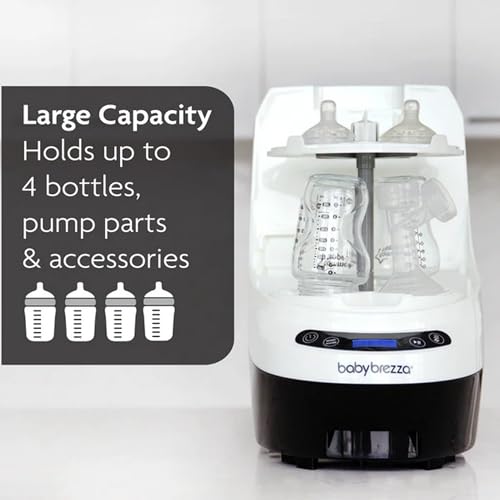 Baby Brezza Bottle Washer Pro - Baby Bottle Washer, Sterilizer + Dryer - All in One Machine Cleans Bottles, Pump Parts, & Sippy Cups - Replaces Hand Washing, Bottle Brushes and Drying Racks, 1 Count